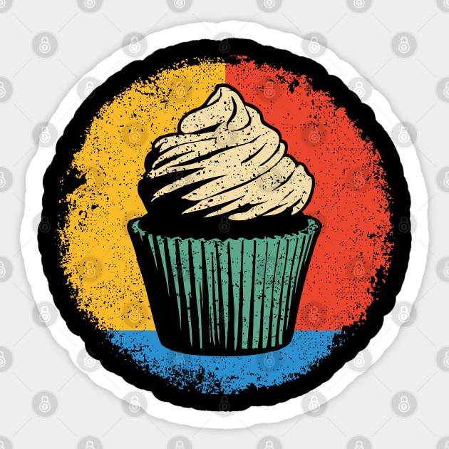 Retro Cupcake Delight – Vintage Dessert Aesthetic Art Sticker by TuncGK